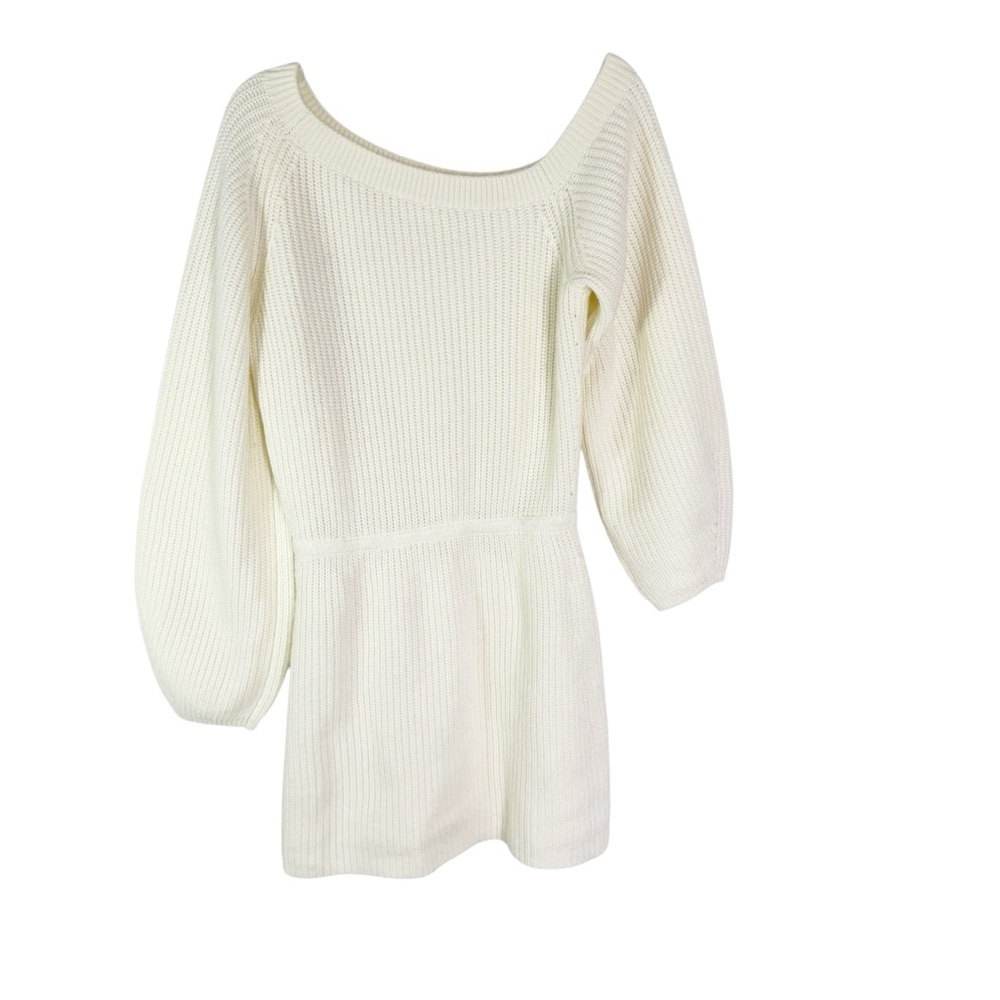 Lovers and Friends Revolve Makya Off Shoulder Sweater Mini Dress in Cream Size S - Picture 4 of 10